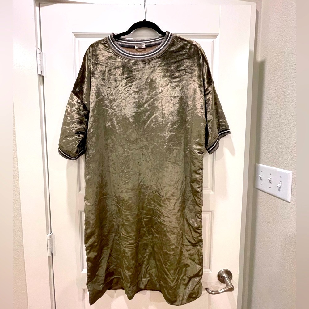 Brunello Cucinelli velvet shift dress sz L
